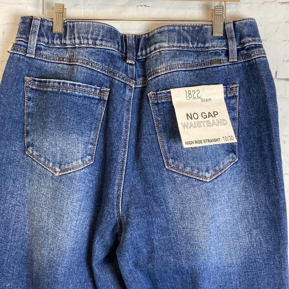 1822 DENIM Minna Distressed Straight Leg Jeans No Gap Waistband Baggy Loose NWT - Picture 11 of 16